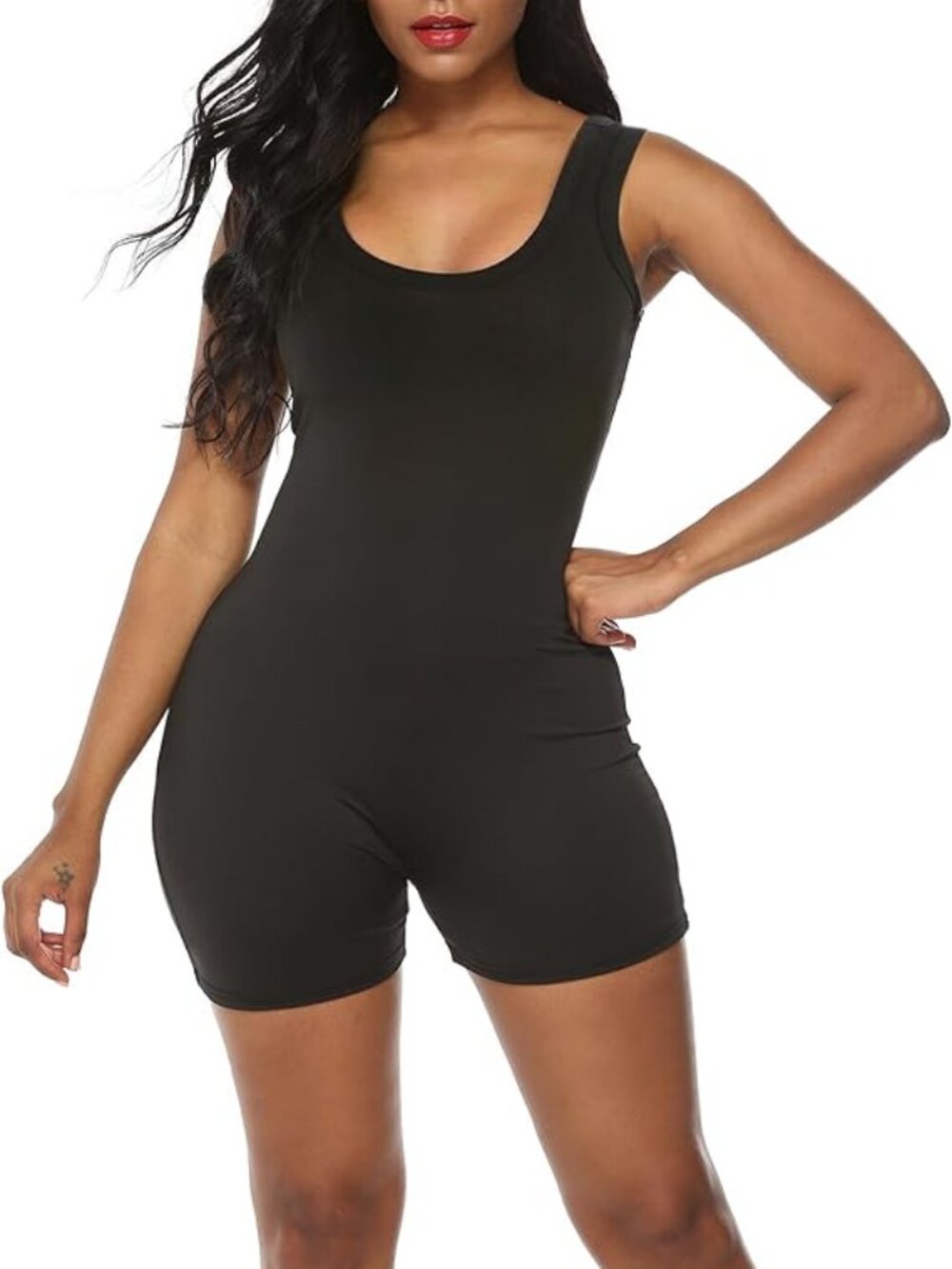 Amilia Sleeveless Tank Top Romper x 2 - Black